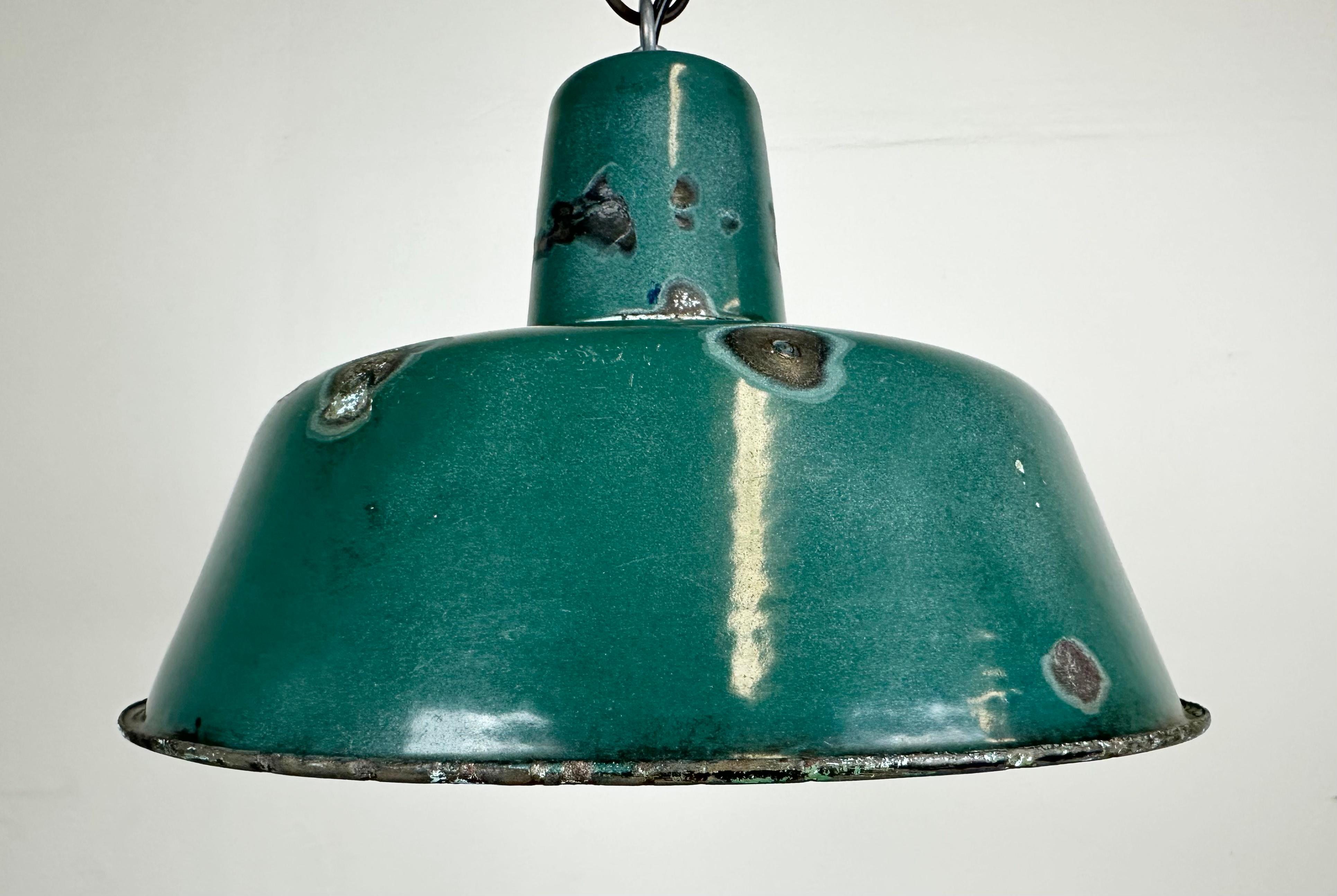 20th Century Industrial Green Enamel Factory Lamp, 1960s