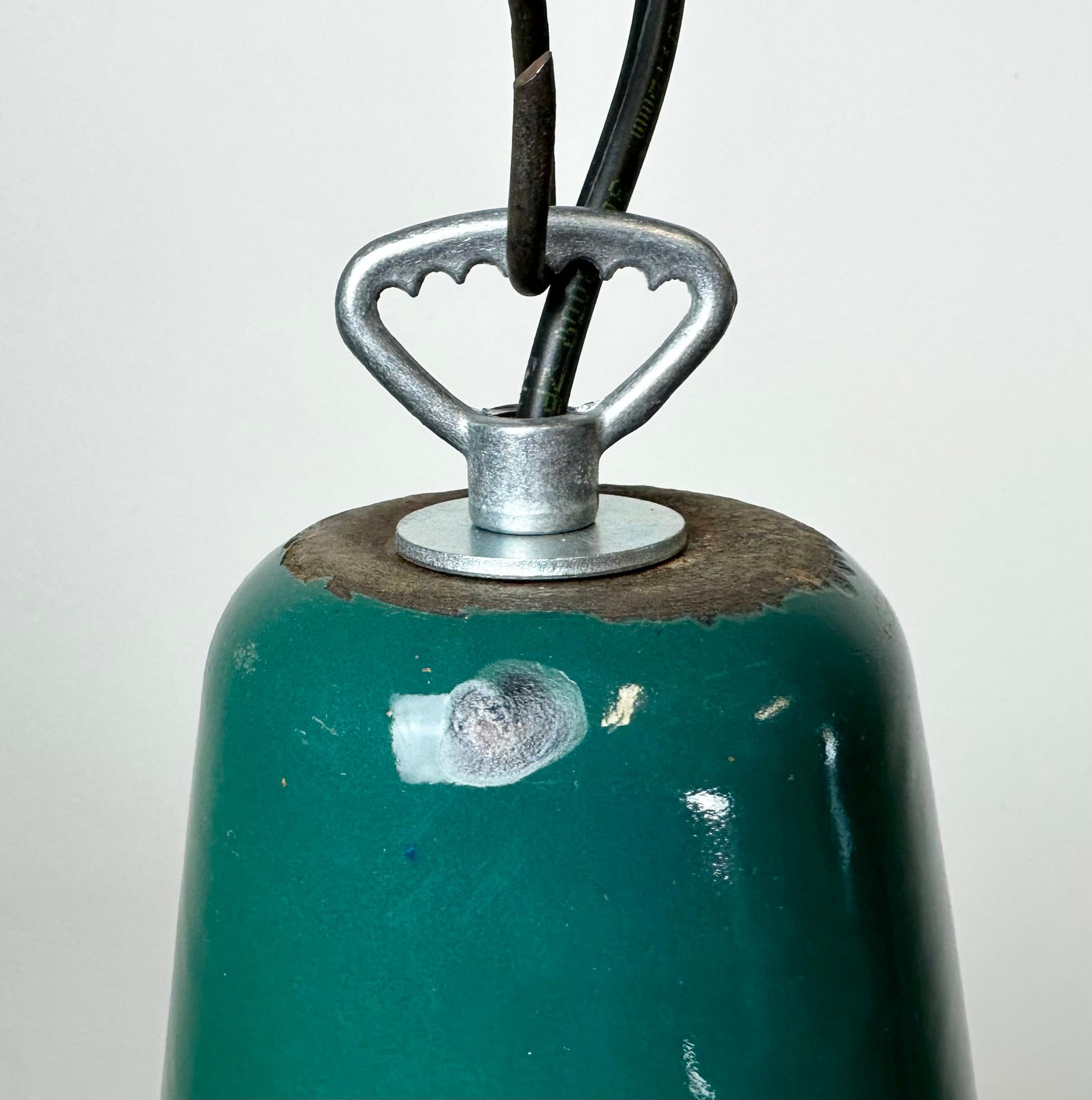 Industrial Green Enamel Factory Lamp, 1960s For Sale 1