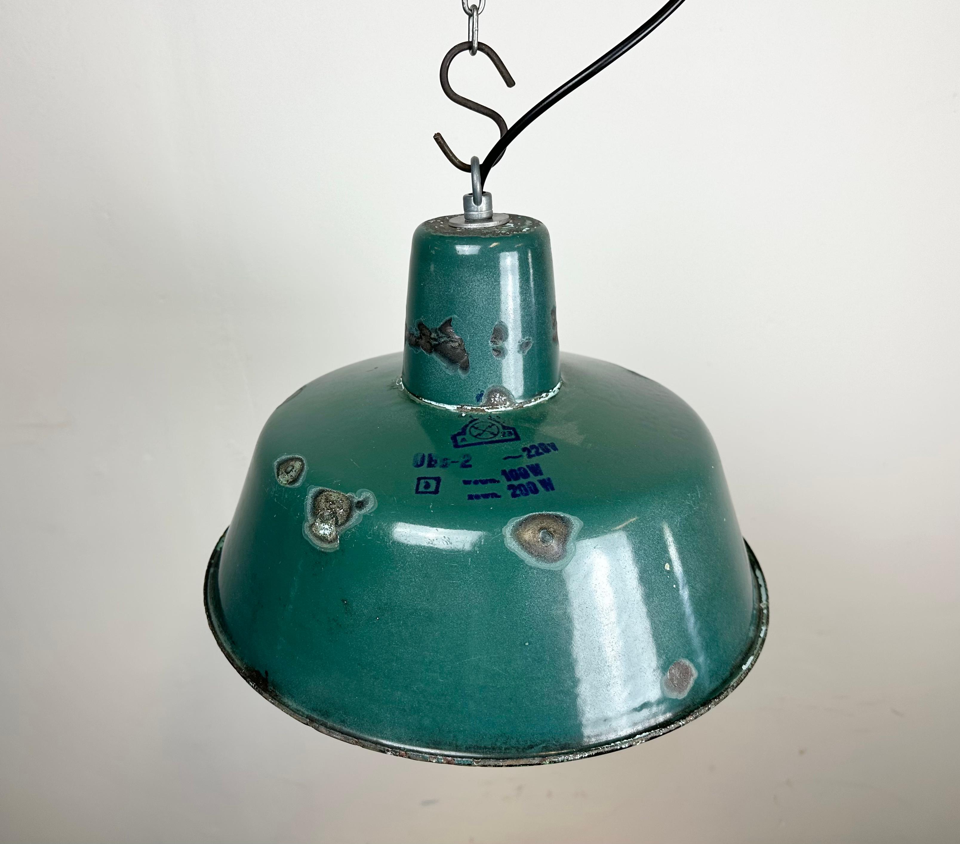Industrial Green Enamel Factory Lamp, 1960s 1
