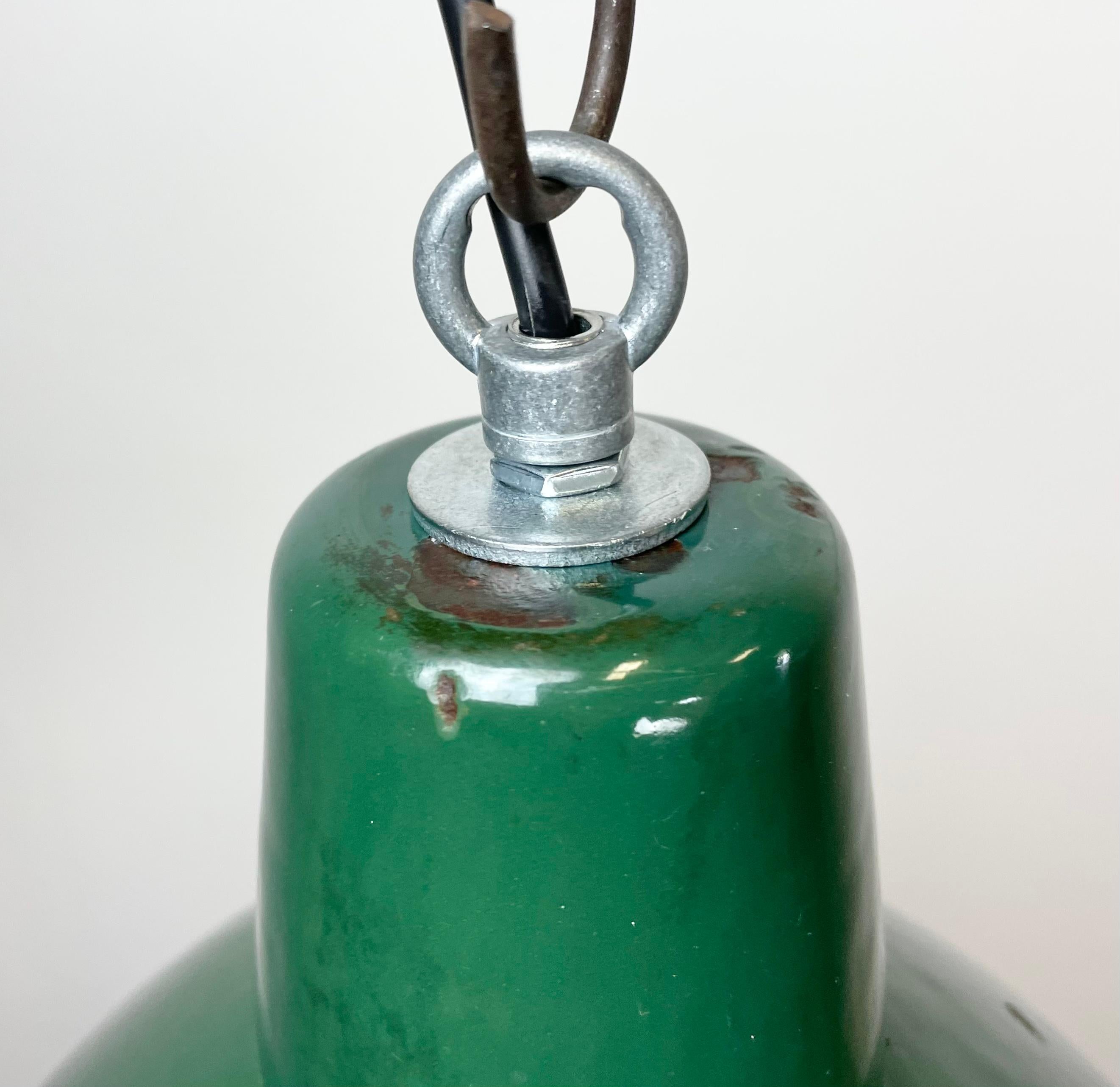 Industrial Green Enamel Factory Lamp, 1960s For Sale 3