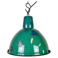 Industrial Green Enamel Factory Lamp, 1960s
