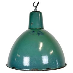 Industrielle grüne Emaille-Fabrik-Lampe, 1960er-Jahre