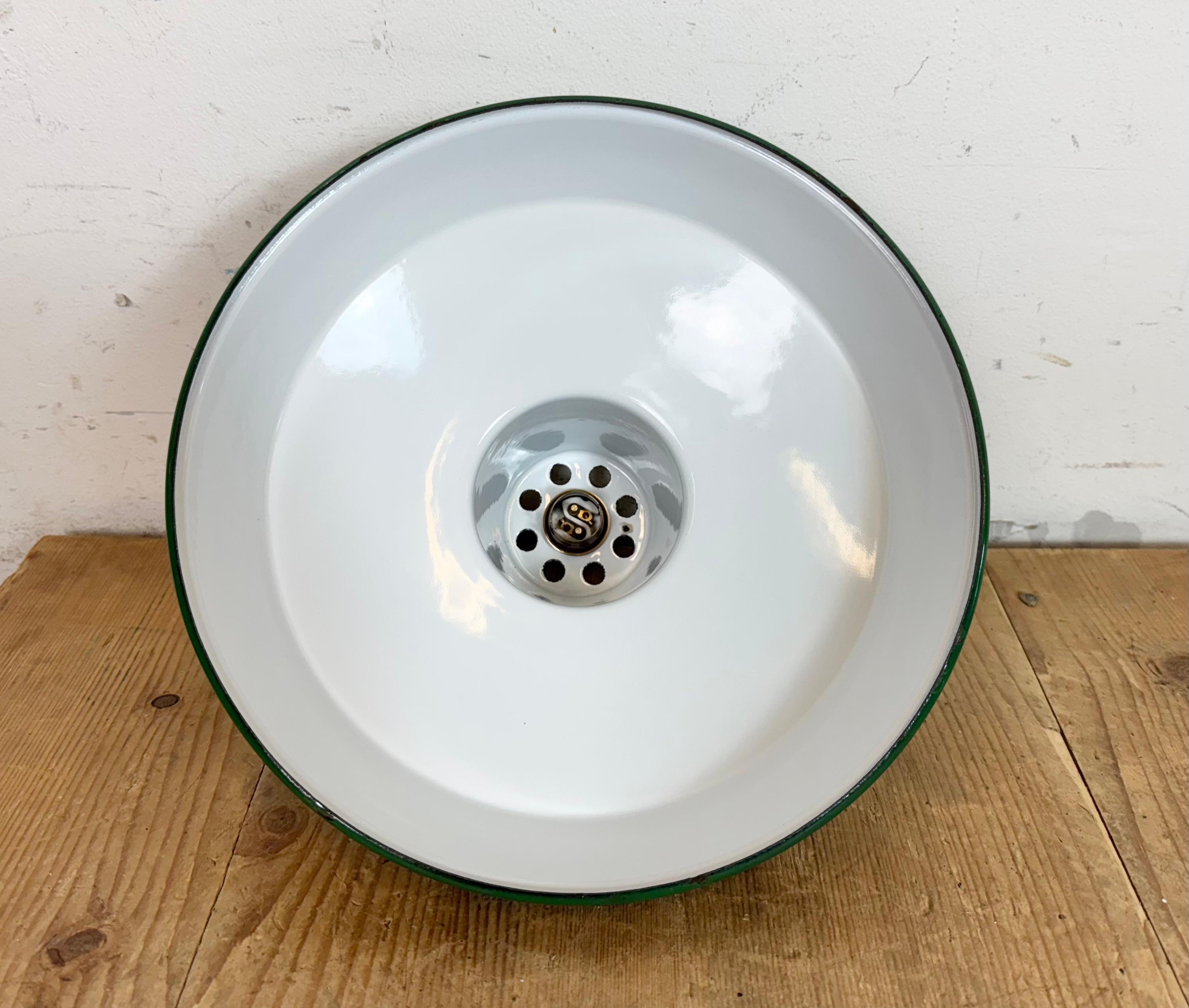 Industrial Green Enamel Factory Pendant Lamp , 1960s For Sale 9