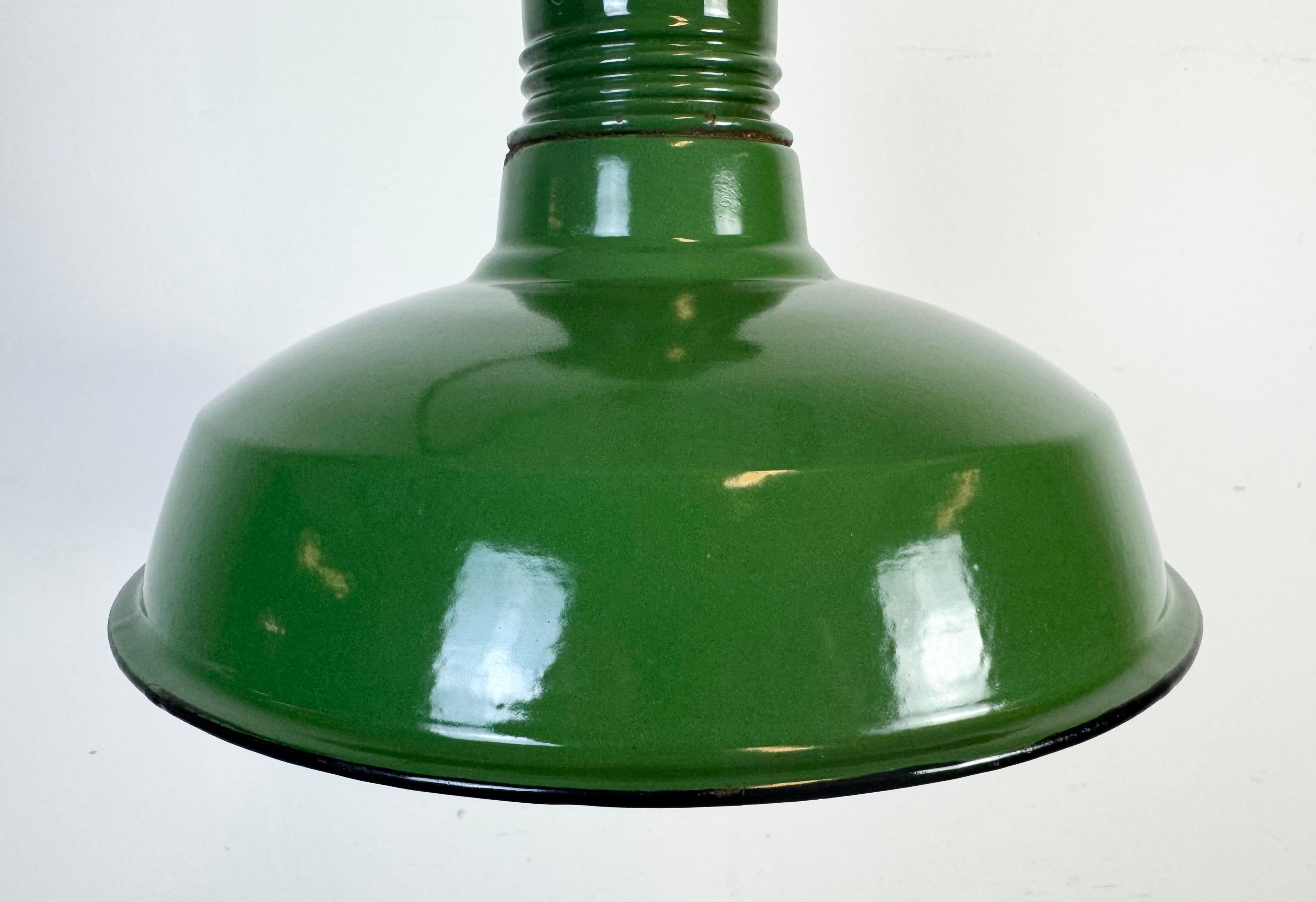 American Industrial Green Enamel Factory Pendant Lamp, 1960s For Sale