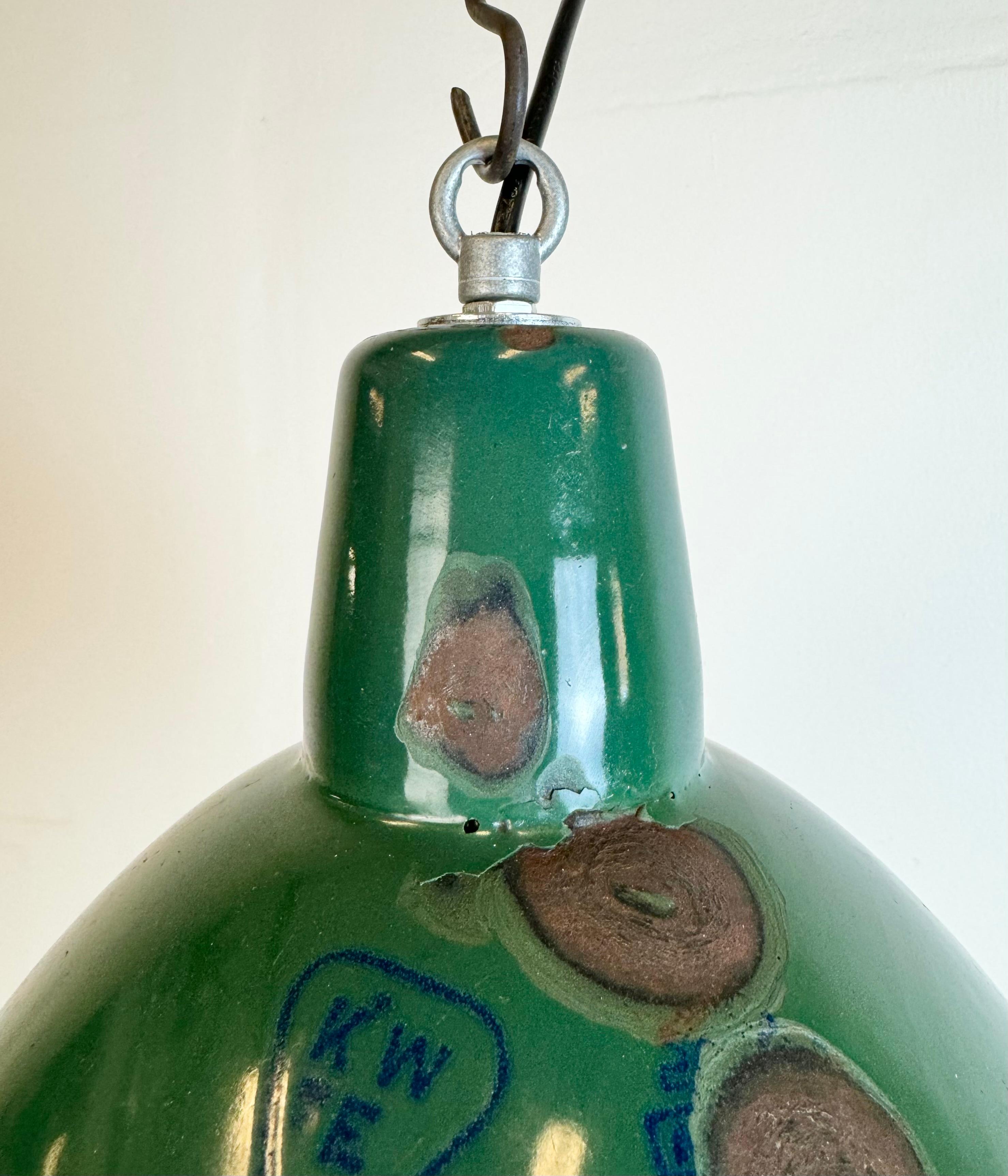 20th Century Industrial Green Enamel Factory Pendant Lamp, 1960s For Sale