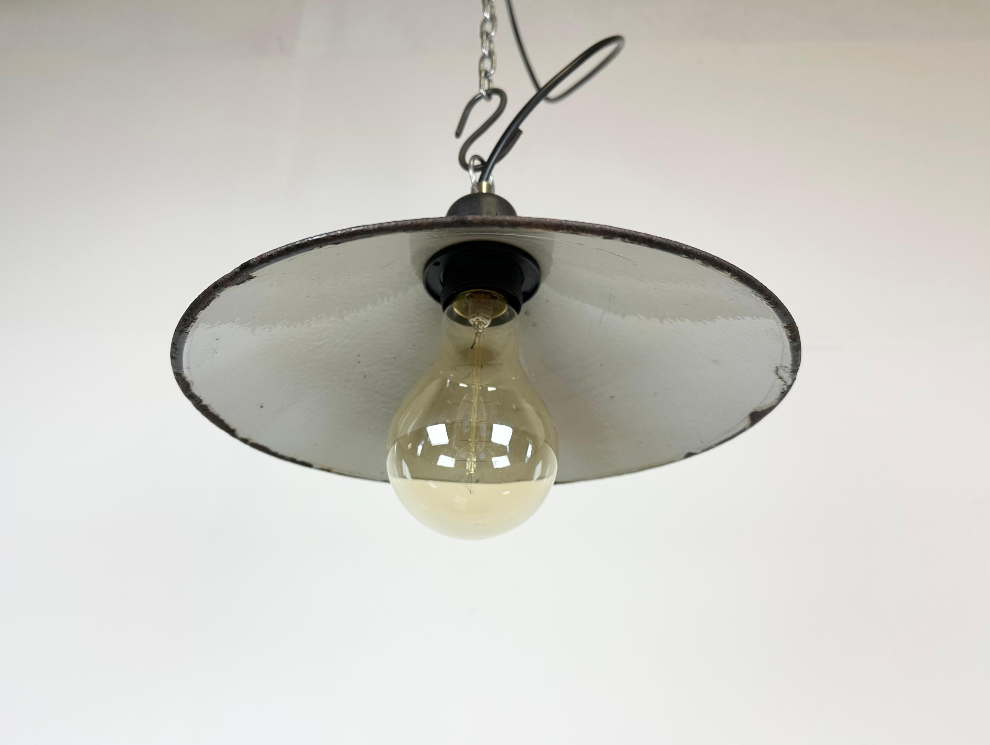 20th Century Industrial Green Enamel Factory Pendant Lamp, 1960s For Sale