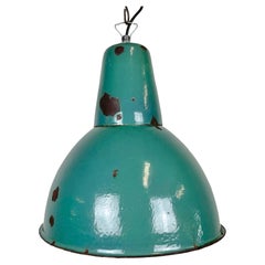 Industrial Green Enamel Factory Pendant Lamp, 1960s