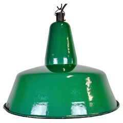 Large Industrial Green Enamel Factory Pendant Lamp, 1960s