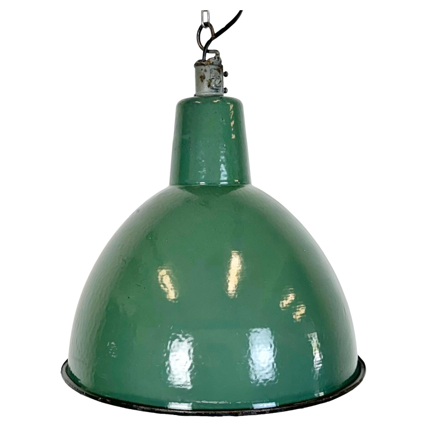 Industrial Green Enamel Factory Pendant Lamp, 1960s
