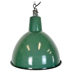 Industrial Green Enamel Factory Pendant Lamp, 1960s
