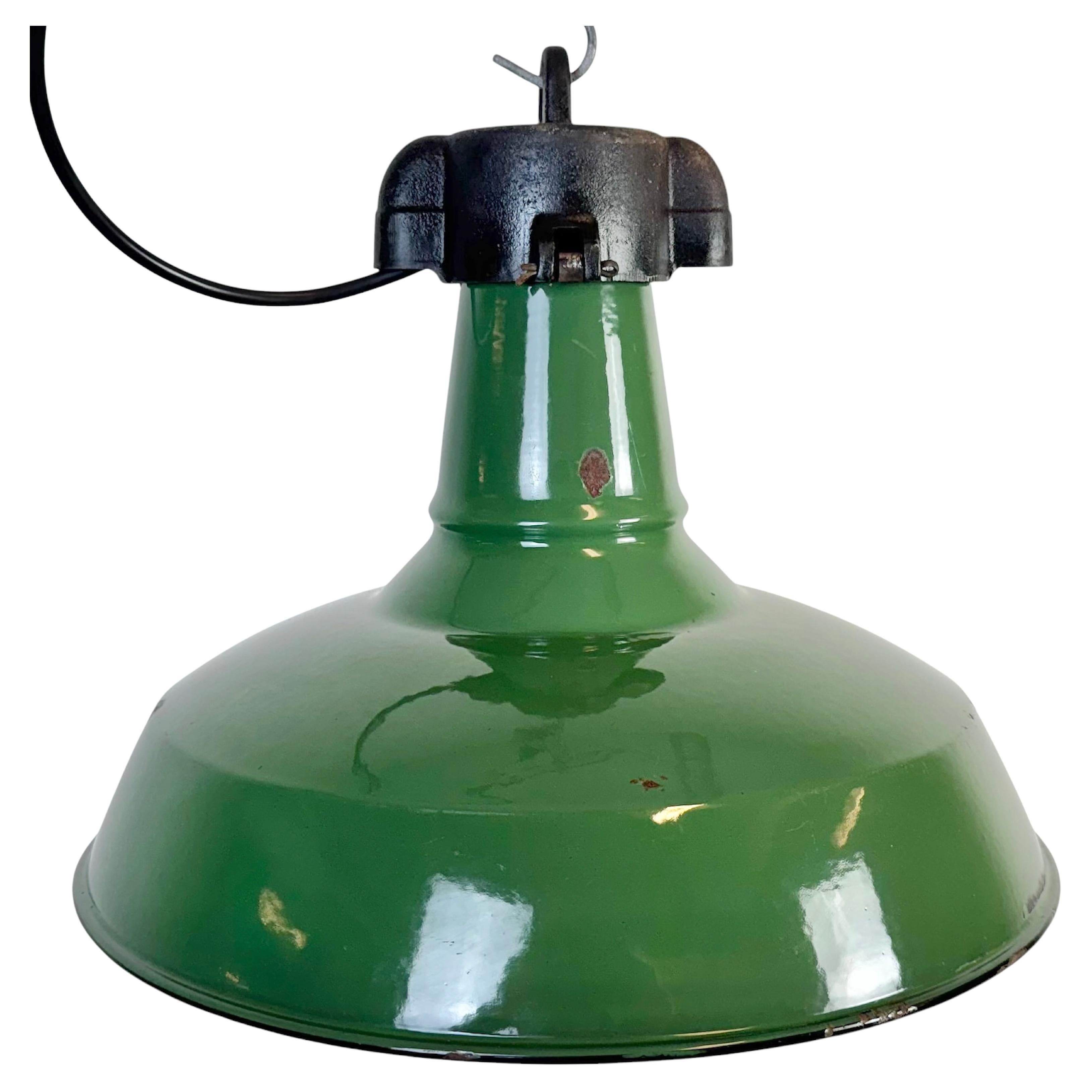Industrial Green Enamel Factory Pendant Lamp, 1960s