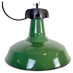 Industrial Green Enamel Factory Pendant Lamp, 1960s