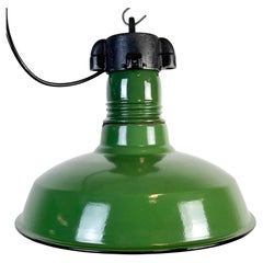 Industrial Green Enamel Factory Pendant Lamp, 1960s