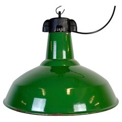 Industrial Green Enamel Factory Pendant Lamp, 1960s