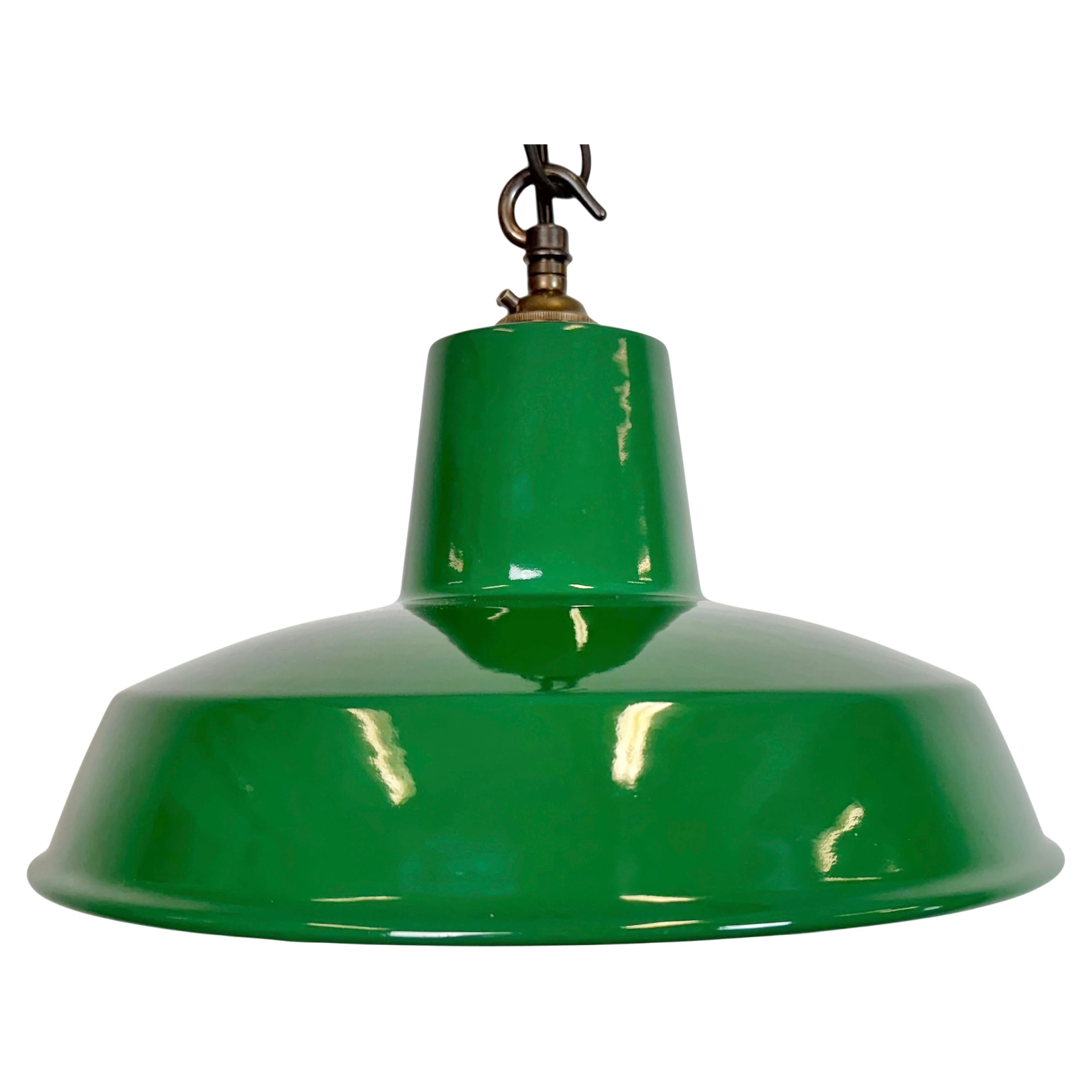 Industrial Green Enamel Factory Pendant Lamp , 1960s