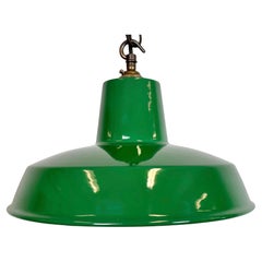 Industrial Green Enamel Factory Pendant Lamp , 1960s