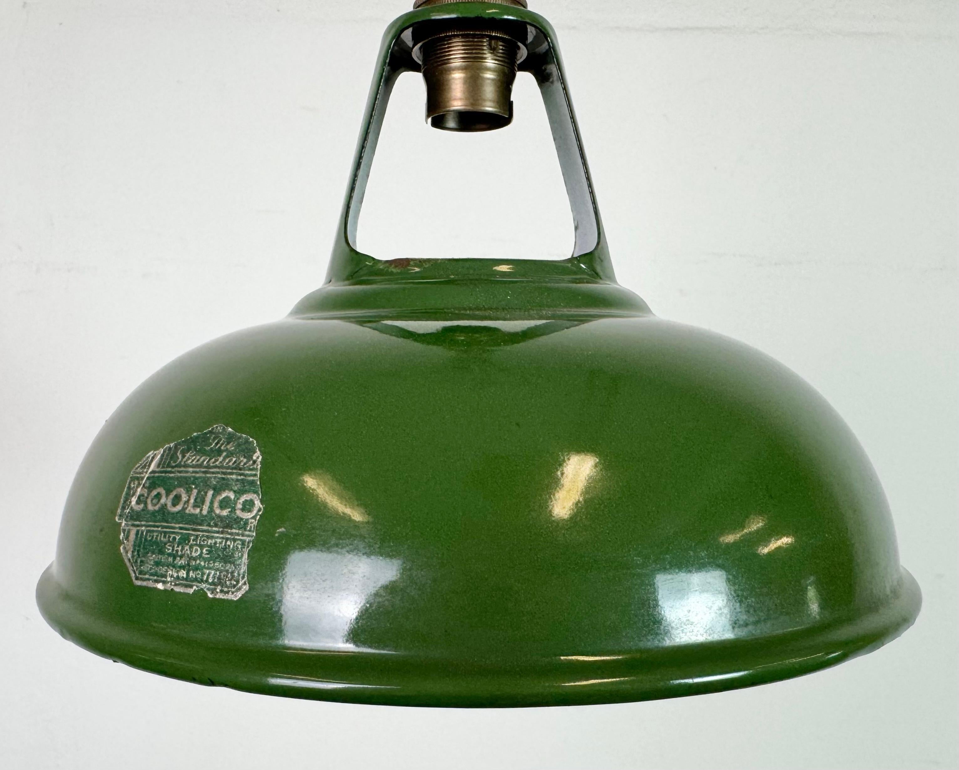 20th Century Industrial Green Enamel Factory Pendant Lamp from Coolicon, 1950s For Sale