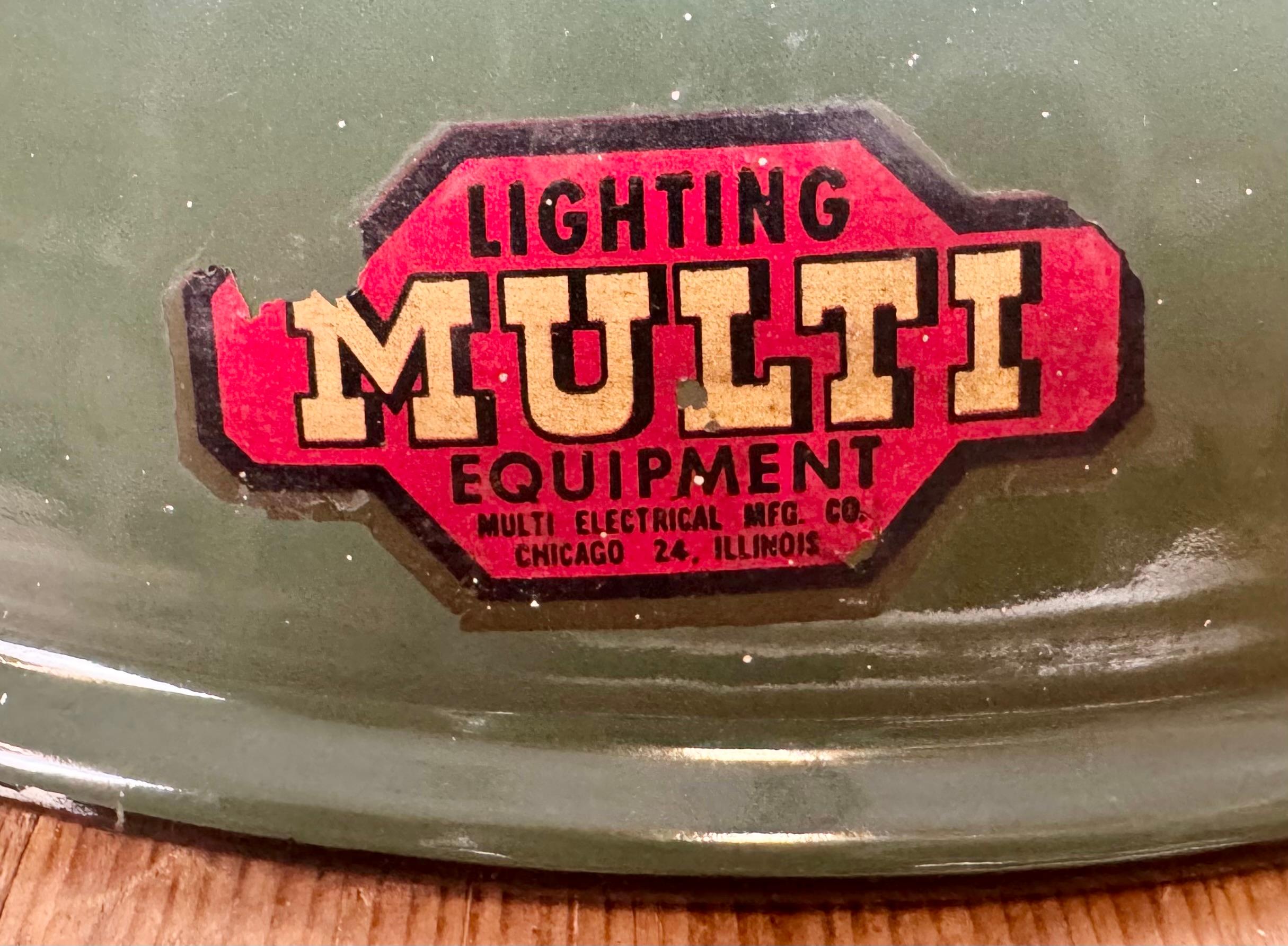 Industrial Green Enamel Factory Pendant Lamp from Multi Electrical Co., 1960s For Sale 5