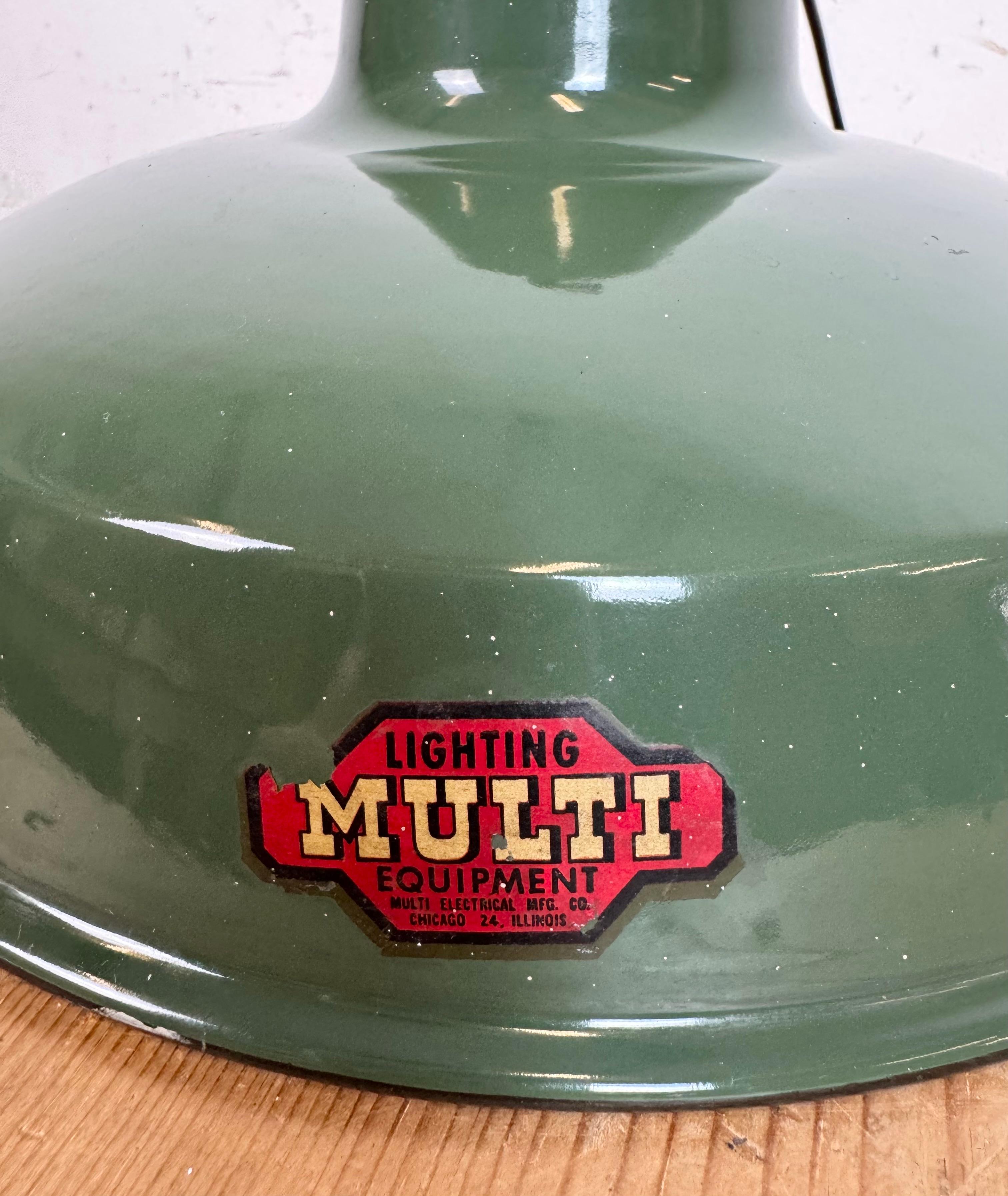 Industrial Green Enamel Factory Pendant Lamp from Multi Electrical Co., 1960s For Sale 6