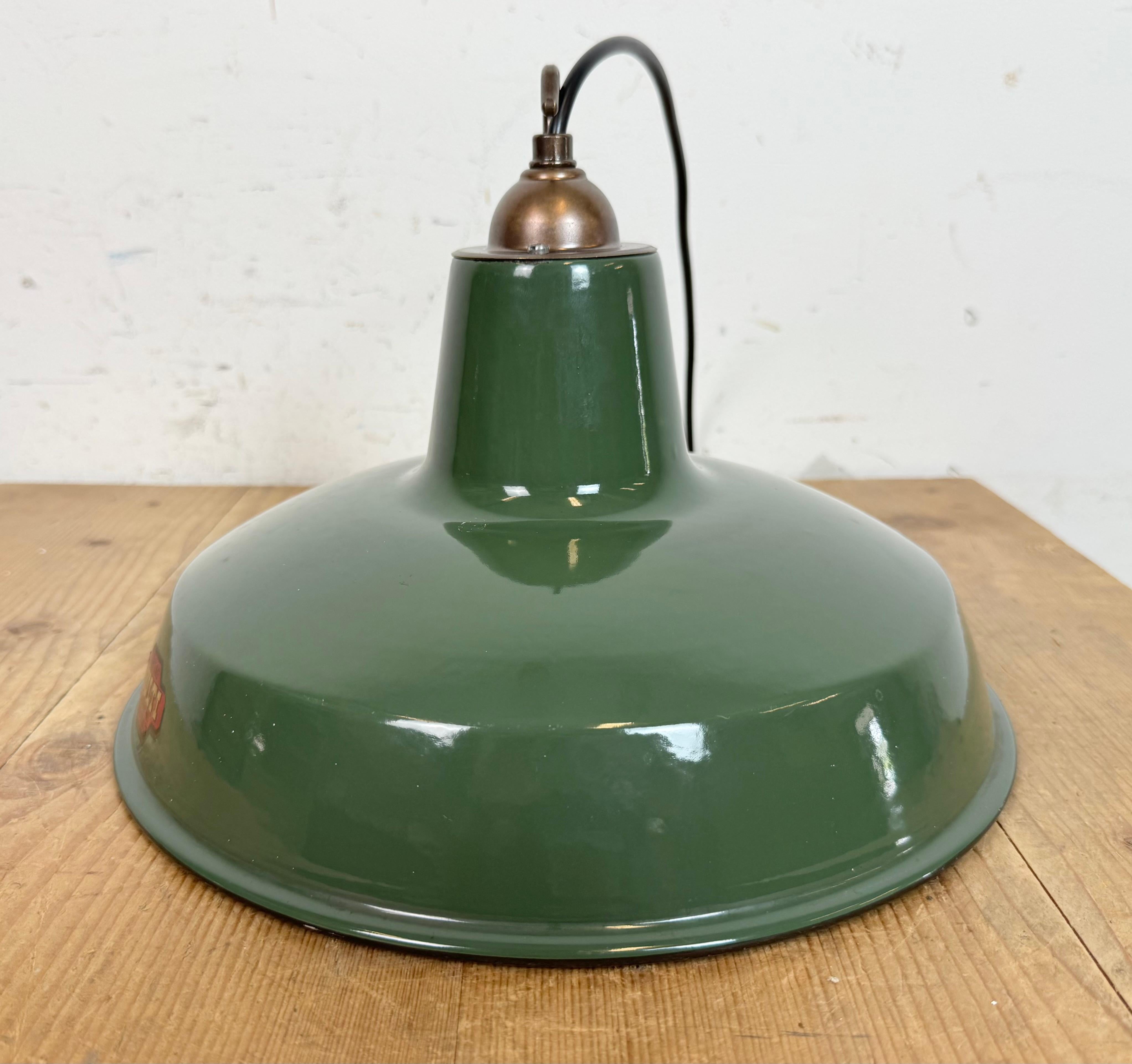 Industrial Green Enamel Factory Pendant Lamp from Multi Electrical Co., 1960s For Sale 9