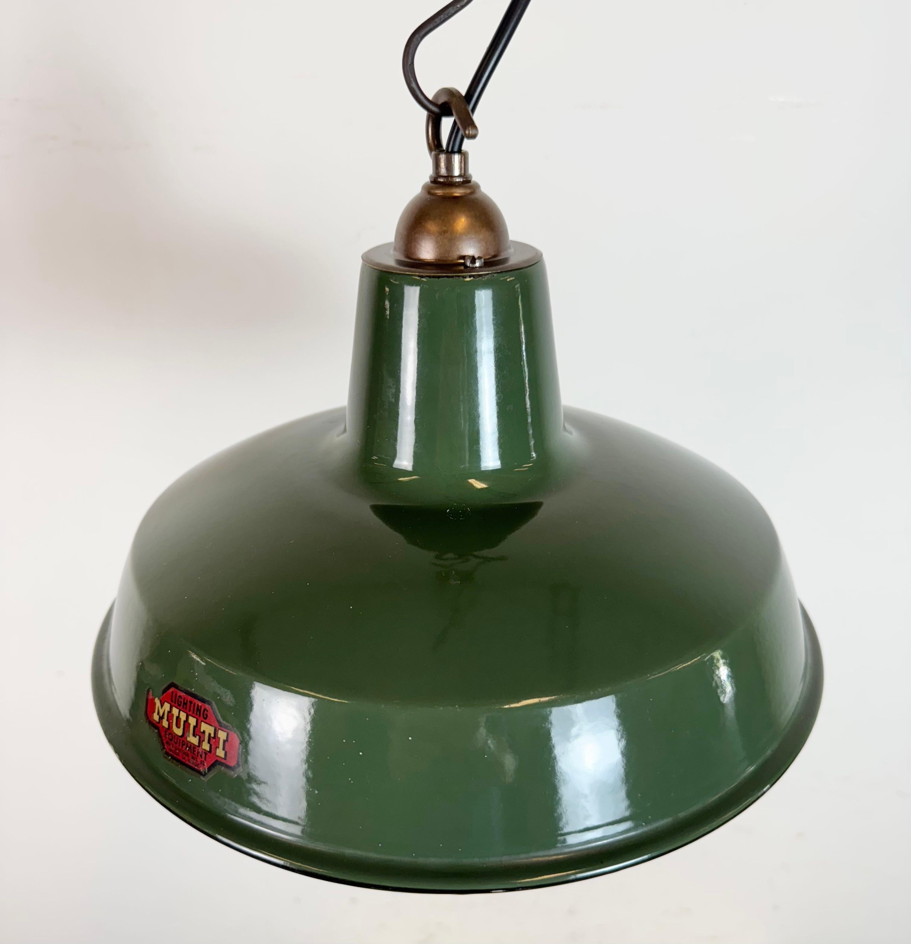 20th Century Industrial Green Enamel Factory Pendant Lamp from Multi Electrical Co., 1960s For Sale