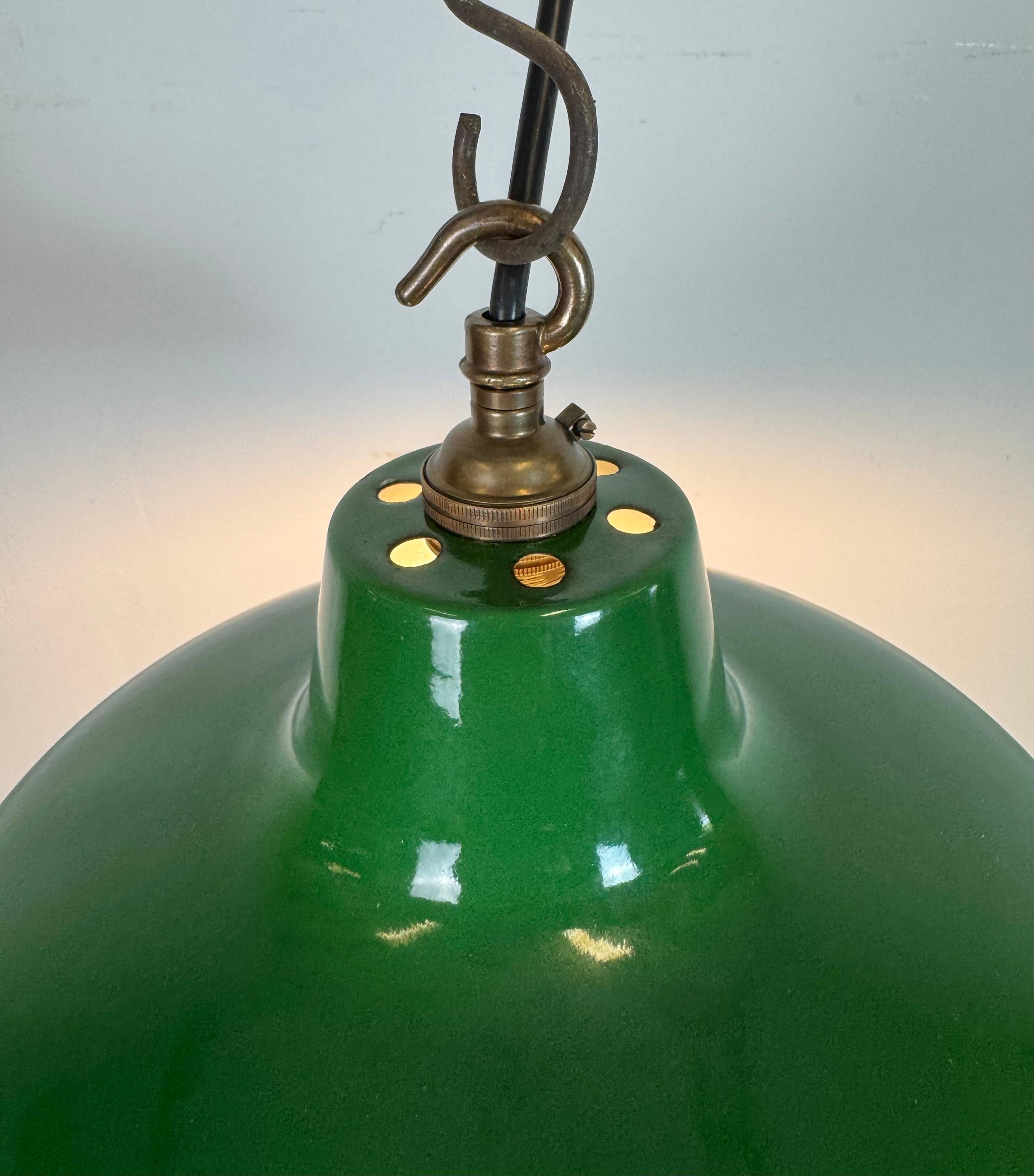 Industrial Green Enamel Factory Pendant Lamp from Revo, 1950s For Sale 5