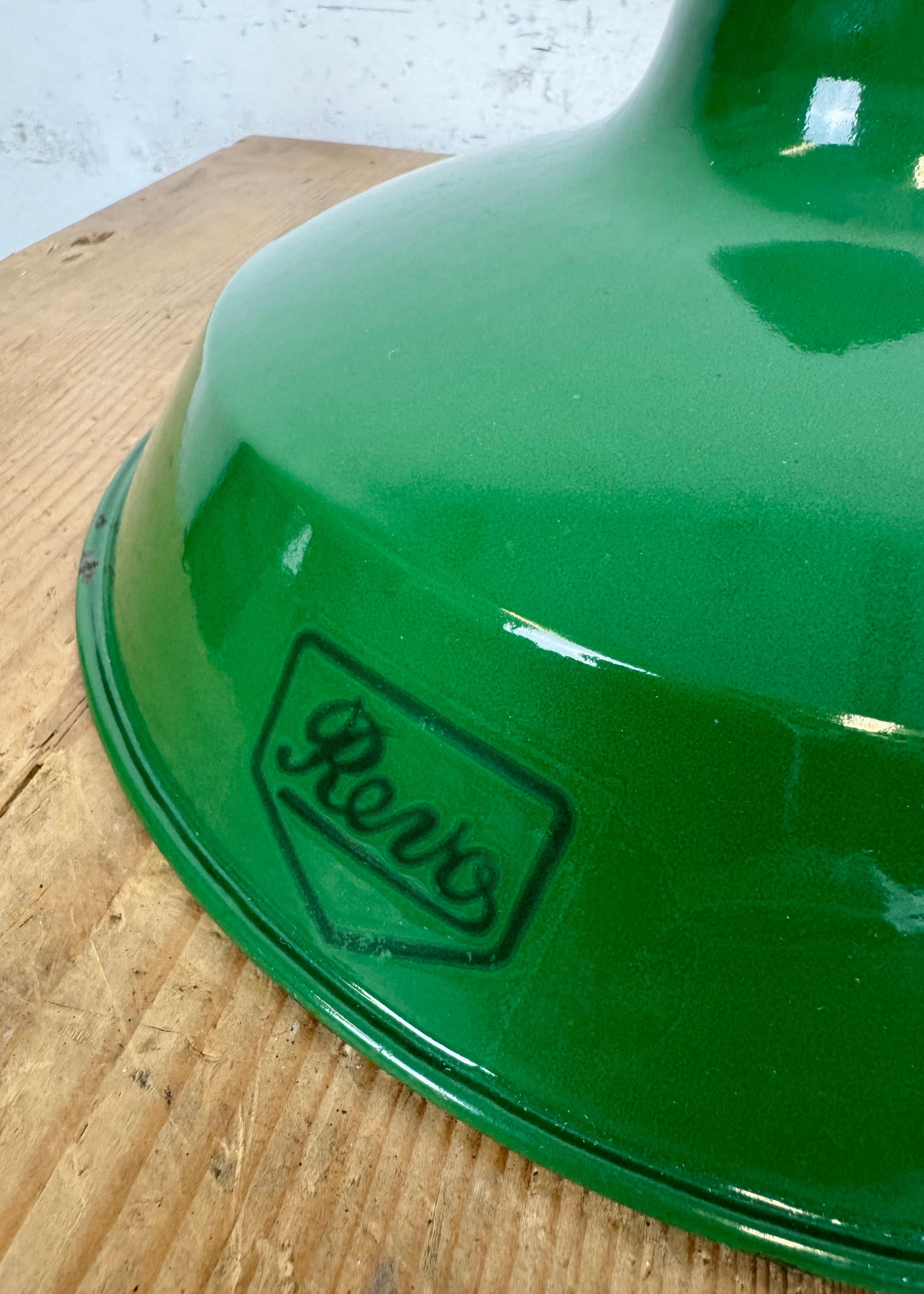 Industrial Green Enamel Factory Pendant Lamp from Revo, 1950s For Sale 7