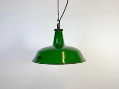Industrial Green Enamel Factory Pendant Lamp from Revo, 1950s