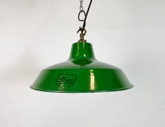 Industrial Green Enamel Factory Pendant Lamp from Revo, 1950s