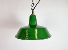 Industrial Green Enamel Factory Pendant Lamp from Revo, 1950s