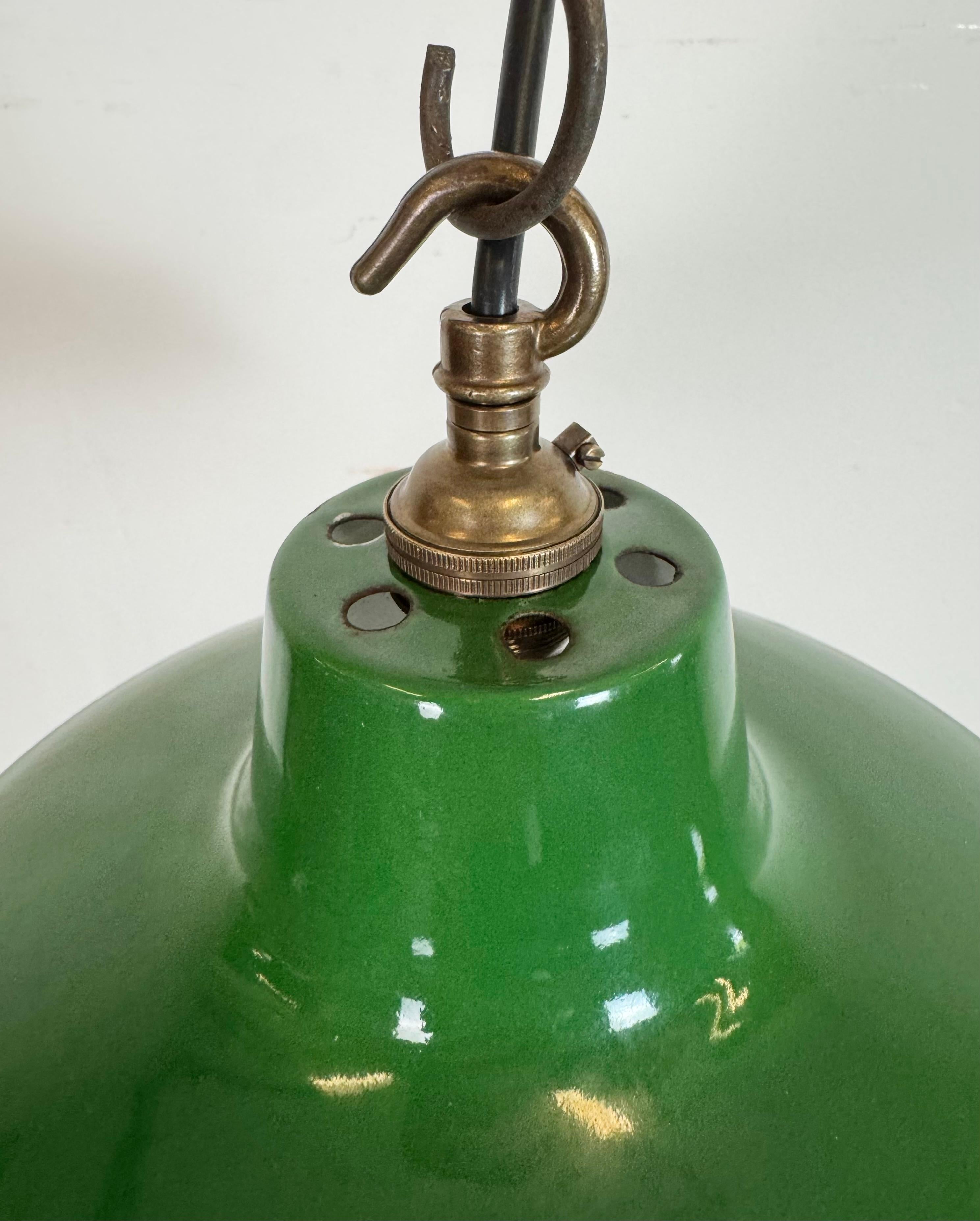 Industrial Green Enamel Factory Pendant Lamp from Revo, 1950s For Sale 2