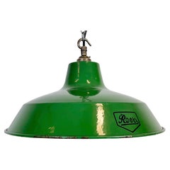 Industrial Green Enamel Factory Pendant Lamp from Revo, 1950s