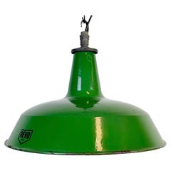 Industrial Green Enamel Factory Pendant Lamp from Revo, 1950s