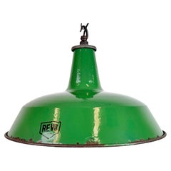 Industrial Green Enamel Factory Pendant Lamp from Revo, 1950s