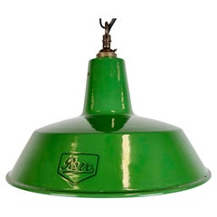 Industrial Green Enamel Factory Pendant Lamp from Revo, 1950s