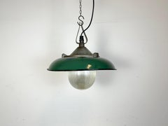 Industrial Green Enamel Factory Pendant Lamp in Cast Iron, 1960s