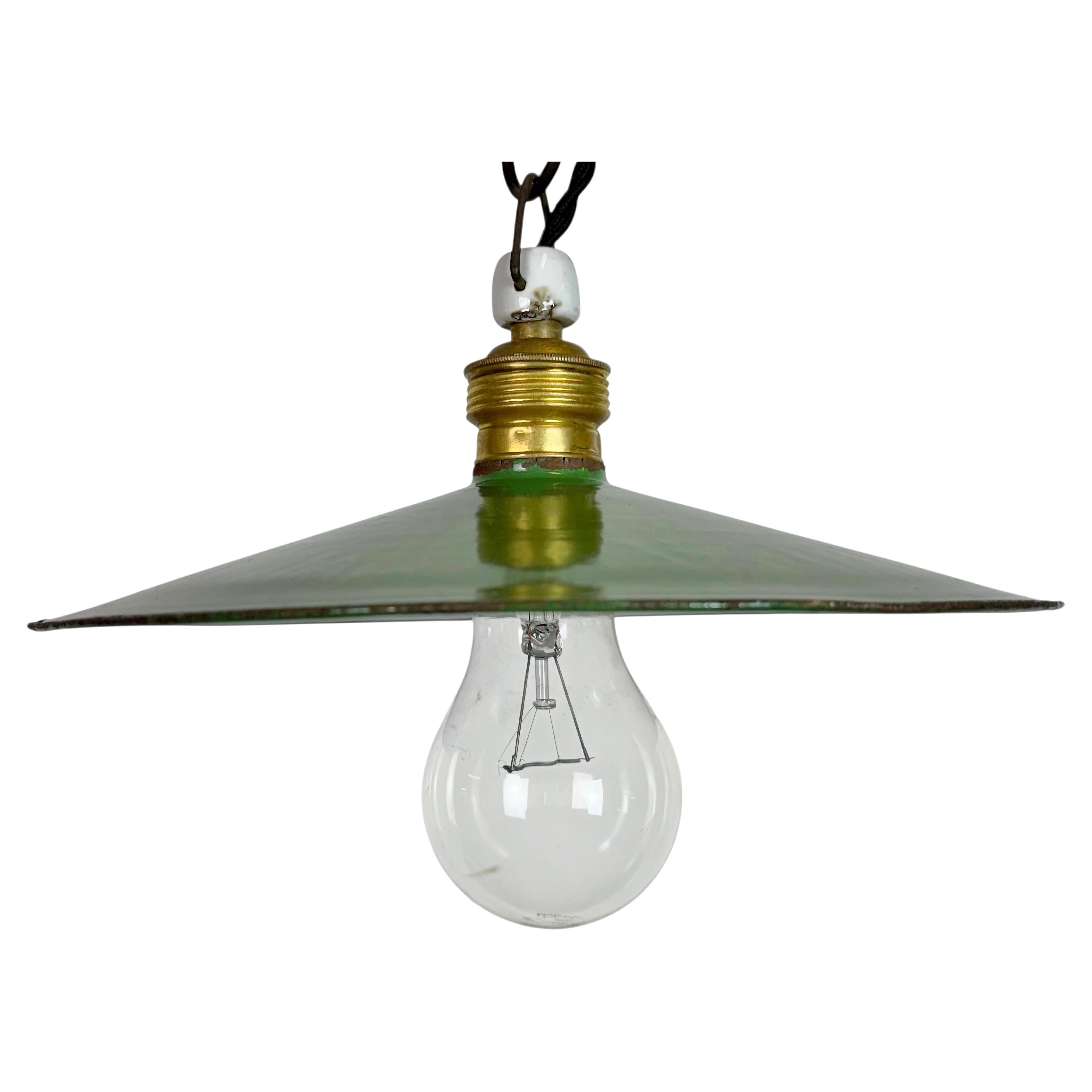 Industrial Green Enamel Light, 1930s For Sale