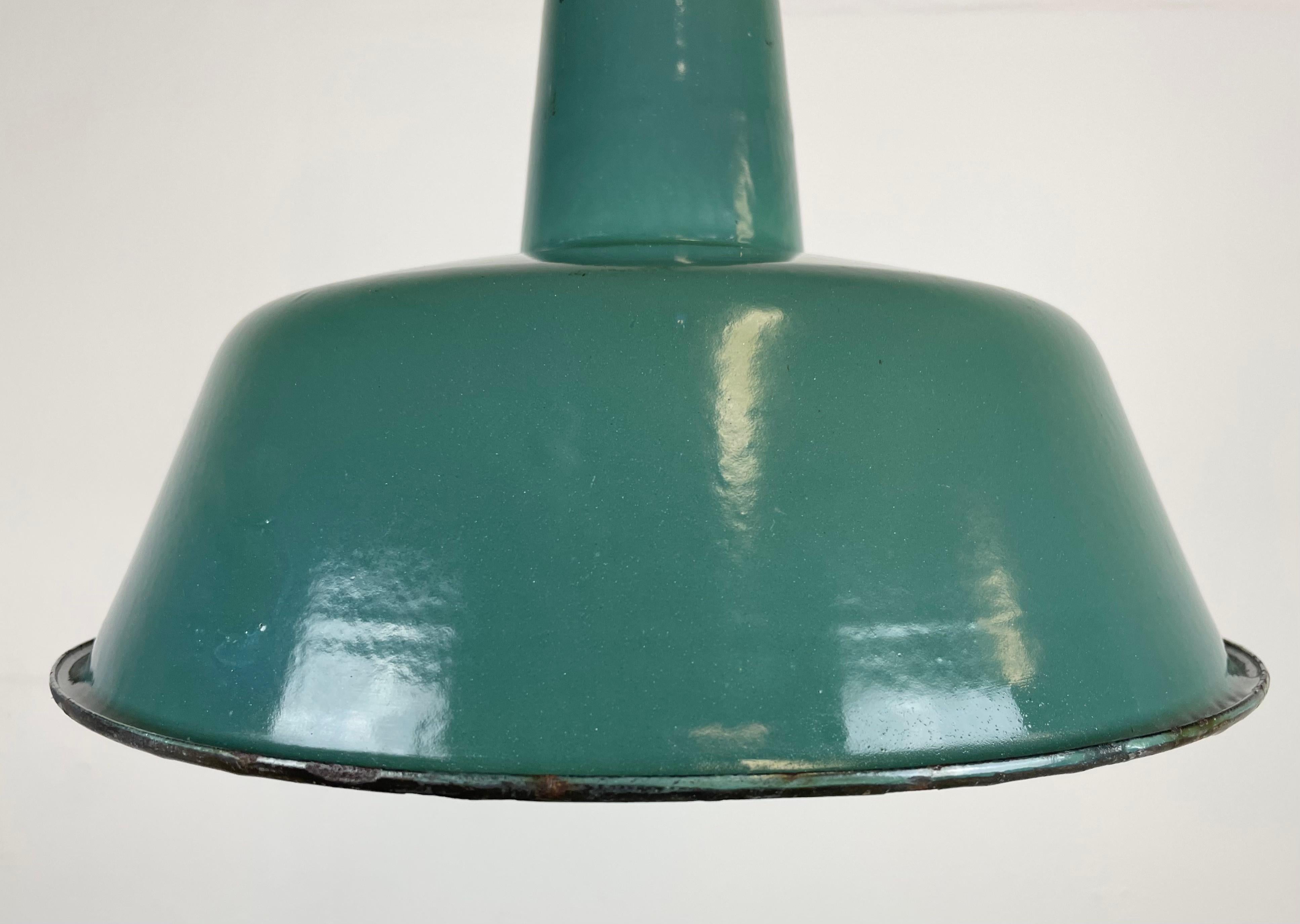 20th Century Industrial Green Enamel Pendant Lamp, 1960s For Sale