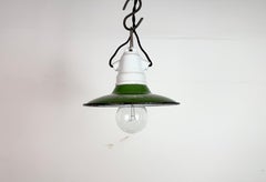 Industrial Green Enamel Pendant Light, 1950s