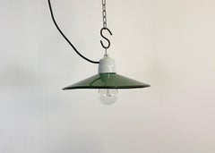 Industrial Green Enamel Pendant Light, 1970s