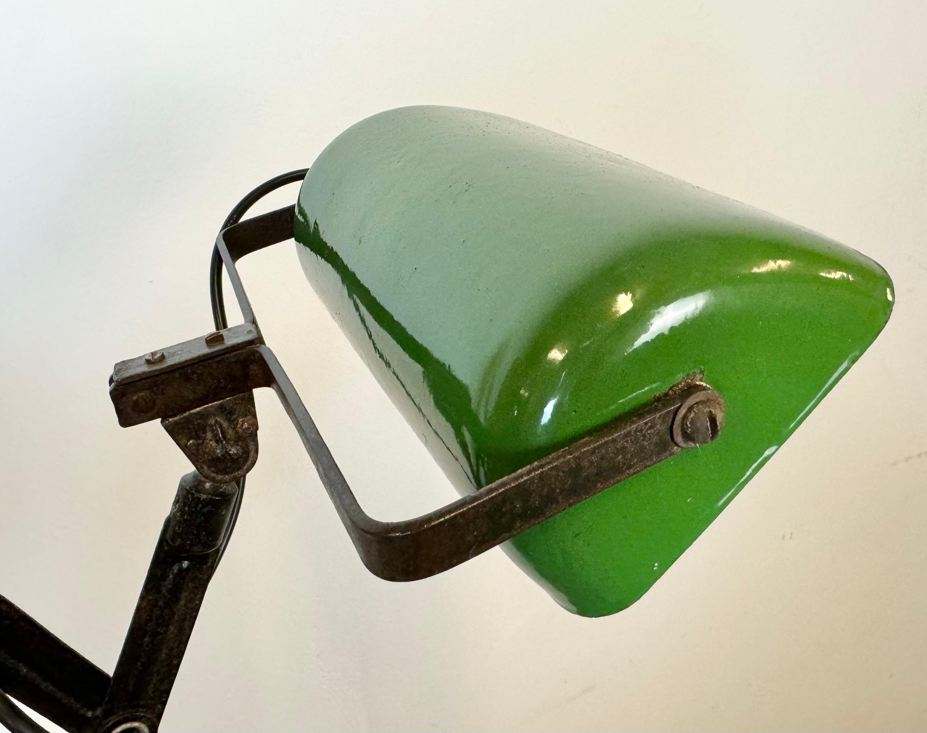 Industrial Green Enamel Scissor Wall Lamp, 1950s 8