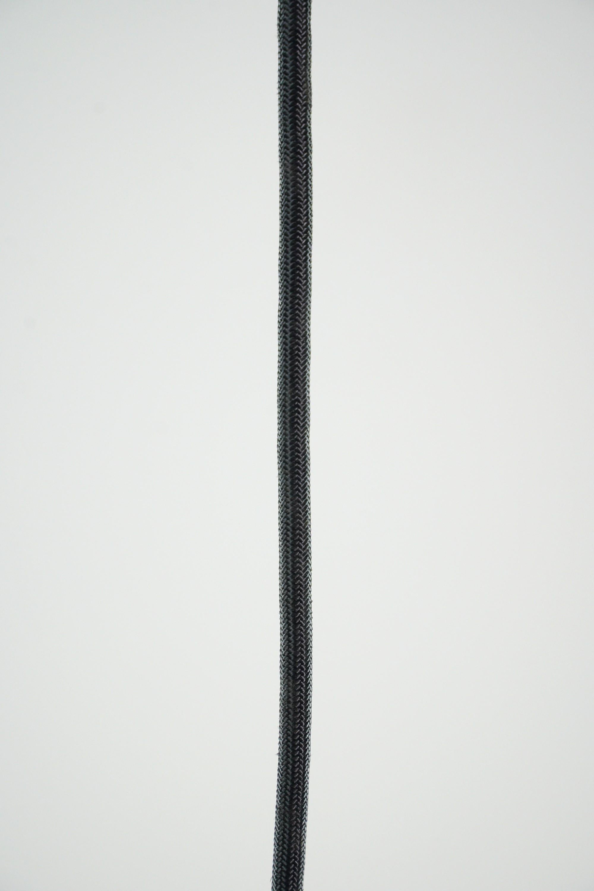 Industrial Green Enameled Steel Shade Pendant Light Black Cord For Sale 2