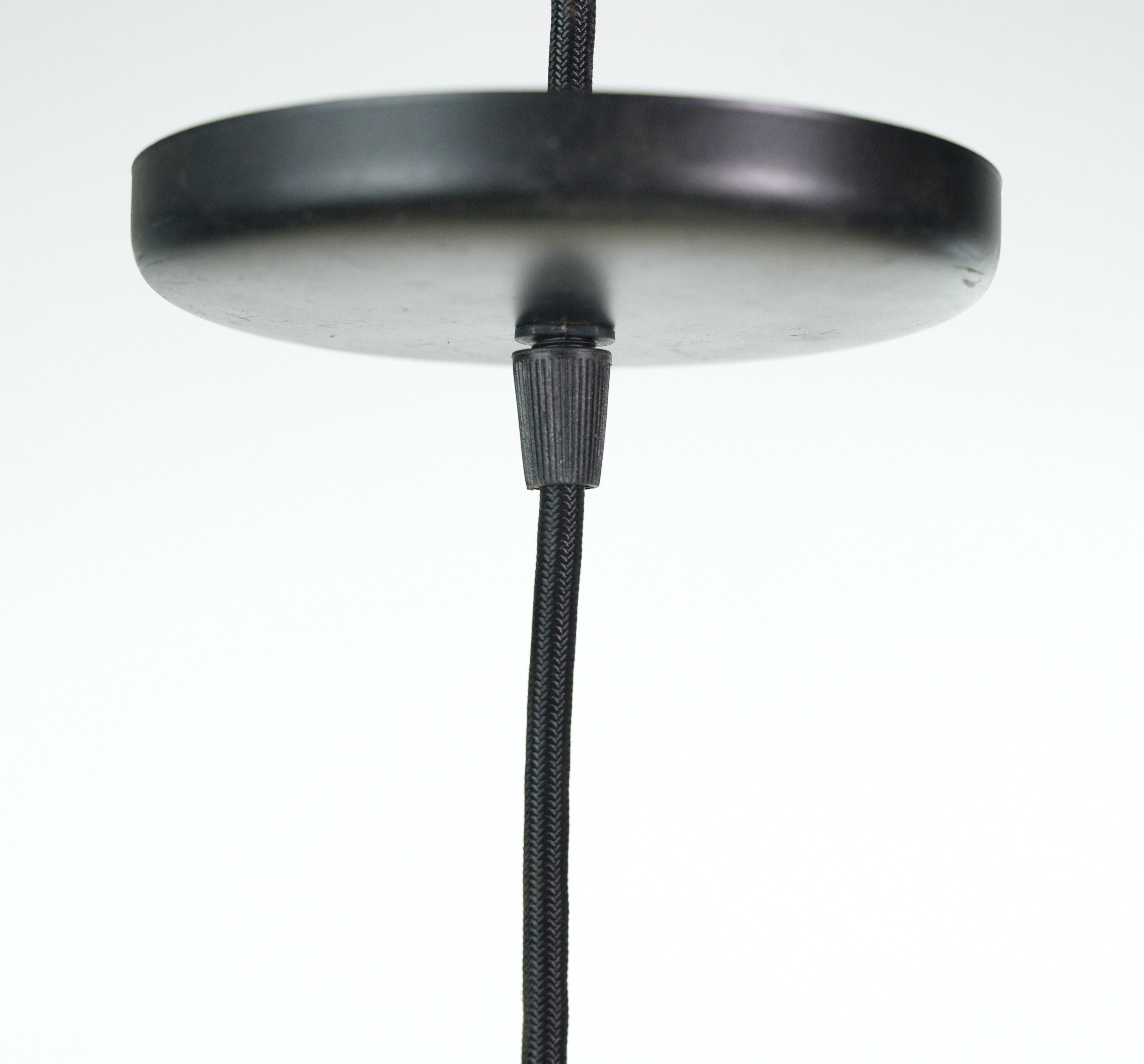 Industrial Green Enameled Steel Shade Pendant Light w  Black Cord For Sale 3