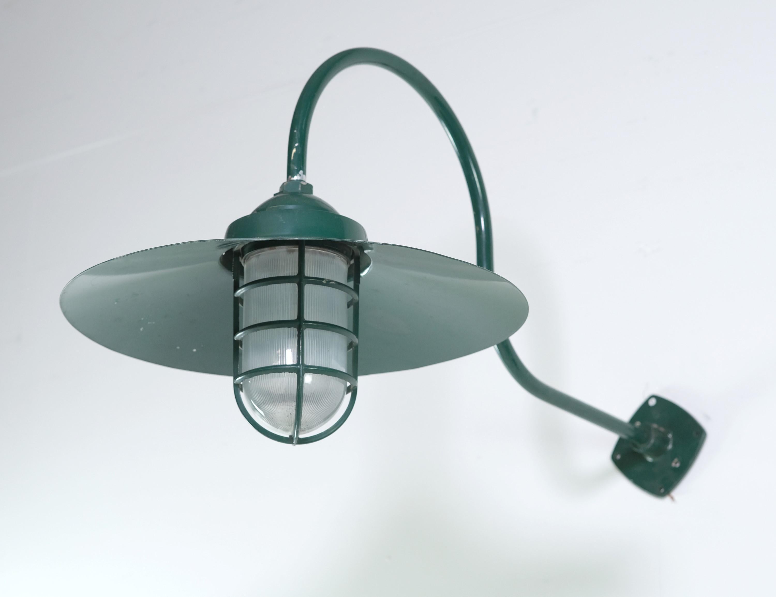 Industrial Green Exterior Gooseneck Sconce Qty Available In Good Condition In New York, NY