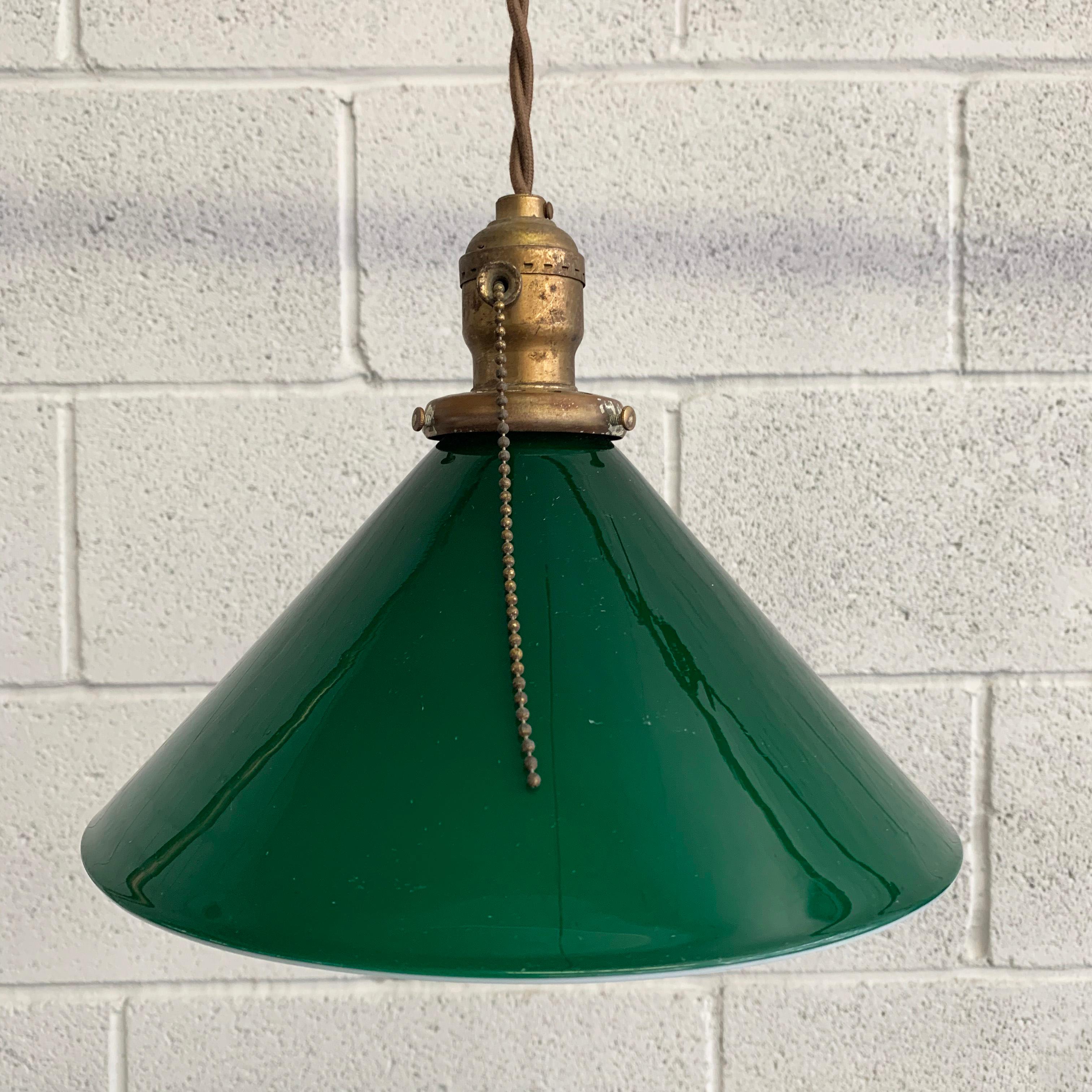 American Industrial Green Glass Cone Pendant Lights