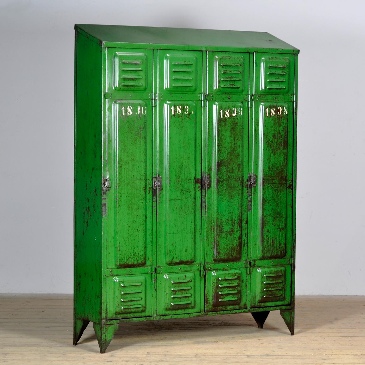 French Industrial green locker, 1950s For Sale