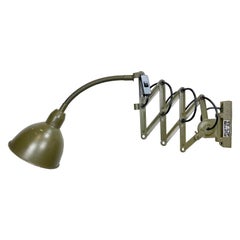Industrial Green Scissor Wall Lamp, 1960s