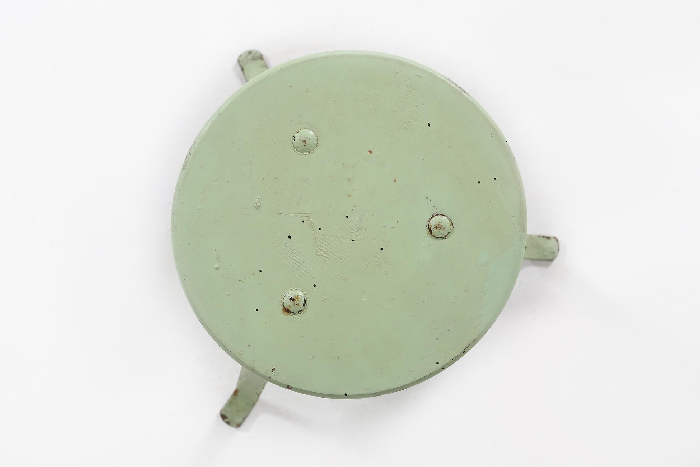 French Industrial Green Stool Ca.1930 For Sale