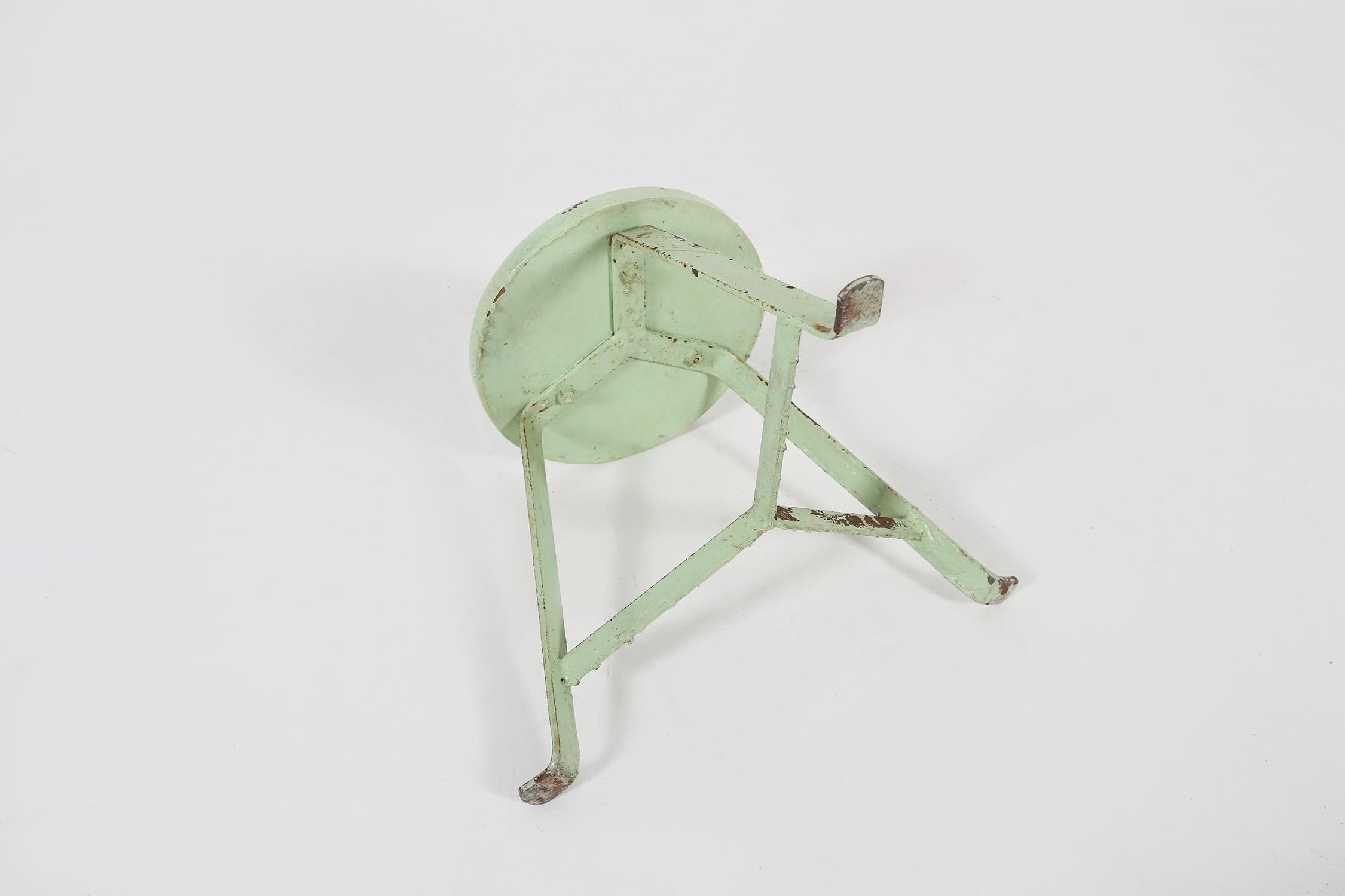 Industrial Green Stool Ca.1930 For Sale 1