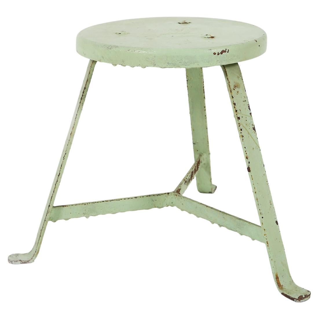 Industrial Green Stool Ca.1930 For Sale